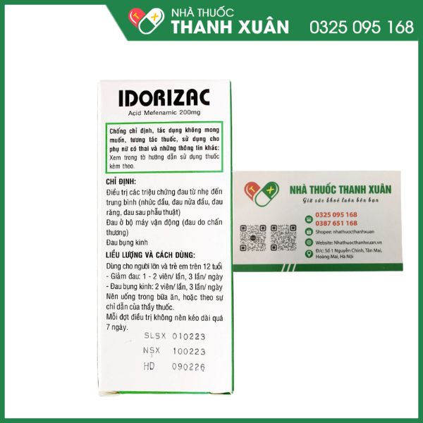 Idorizac điều trị nhức đầu, đau nửa đầu, đau răng, đau sau phẫu thuật